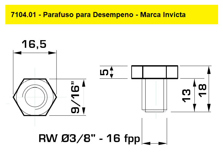 Parafuso para Desempeno - Invicta - Cód. 7104.01